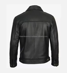 Veste de mode en cuir véritable à fermeture éclair personnalisée pour hommes de bonne qualité à des tarifs de gros Veste en cuir de couleur personnalisée pour hommes - Product Image 5
