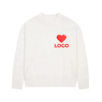 Nouveau Pull Tricoté de Luxe pour Hommes, Broderie Cœur d'Amour, Chandail en Laine Mohair de Haute Qualité pour Hommes