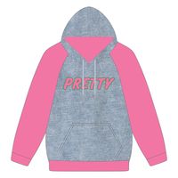 Sudadera con Capucha de Manga Raglán de Mezclilla Estampada Personalizada para Mujer, Ropa de Invierno para Hermandades Griegas, Insignia Frontal, Tela de Forro Polar, Rosa y Verde