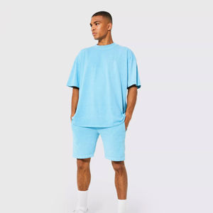 2025 hommes décontracté été à manches courtes t-shirts et short assorti ensemble deux pièces double ensemble court pour hommes - Product Image 1