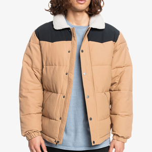 Winter Outdoor Men's Canvas Stand Collar Front Logo Puffer Jacket Breathable Eco-Friendly <b>Windproof</b> Quick Dry Low Price - Product Image 1