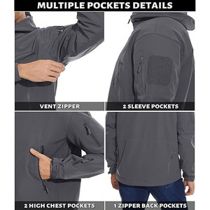 Factory Customized Men Vintage Winter Denim Softshell <b>Jacket</b> Stand Front Heather <b>Grey</b> Micro Fleece Eco-Friendly Comfortable High - Product Image 4