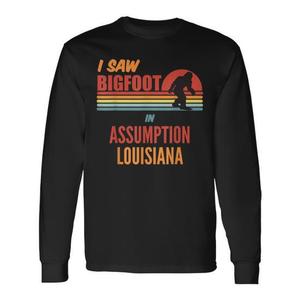 Maglietta promozionale a maniche lunghe Bigfoot Lives In Assumption Parish Louisiana, girocollo unisex per adulti - Product Image 1