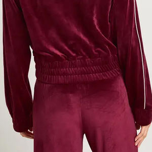 Sudadera de Terciopelo de Estilo Simple para Mujer con Diseño de Cremallera, Bolsillos Tipo Canguro y Mangas Completas con Diseño de Logotipo para Venta al por Mayor - Product Image 5