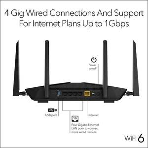 Router WiFi 5 de Doble Banda y 6 Flujo de Transmisión NETGEAR Nighthawk (RAX54S) con Funciones de Seguridad de hasta 300 Mbps, IP y Doble SIM - Product Image 2