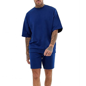Top qualité été nouveaux hommes décontracté Shorts ensembles à manches courtes t-shirt Shorts solide survêtement ensemble hommes marque vêtements 2 pièces ensemble - Product Image 3