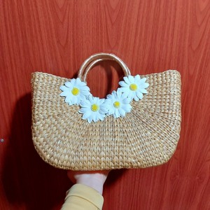 ARTÍCULO POPULAR Bolso de Mano Hecho a Mano con Asa de Jacinto de Agua de Vietnam, Diseño de Loto Azul, Venta al por Mayor - Product Image 5