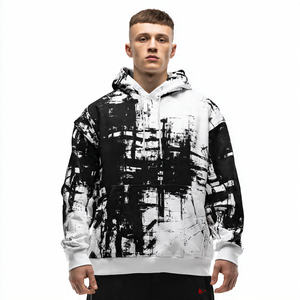 Sudadera con capucha de invierno extragrande para hombre, informal, con estampado digital, hombros caídos, sublimación, forro polar de 450 GSM, estilo holgado - Product Image 3