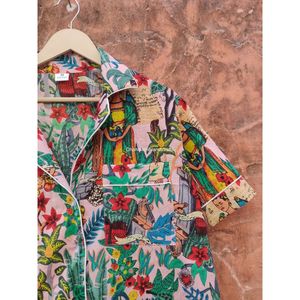 Conjunto de pijama corto indio serigrafiado a mano con flores de primera calidad, ropa de dormir de algodón 100% al por mayor, pijama de verano y primavera - Product Image 3