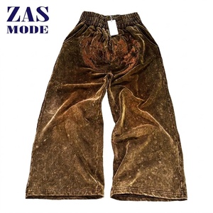 Pantalon de jogging personnalisé en coton épais 100 % pour homme, style streetwear, imprimé DTG, effet délavé vintage, coupe ample et large - Product Image 1