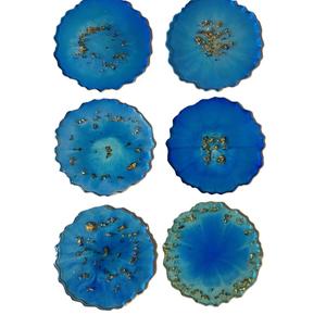 <b>Set</b> <b>of</b> <b>6</b> Resin Work Coasters Handmade Customized Sizes And Shapes Cup <b>Mug</b> Coaster <b>Set</b> At Affordable Price - Product Image 1
