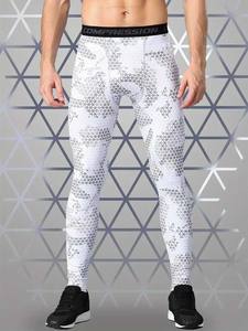 2024 Wholesale Custom Sublimated Men's Fitness Compression Sport Running Yoga Pants Non-See-Through Knitted Fabric <b>Leggings</b> - Product Image 6