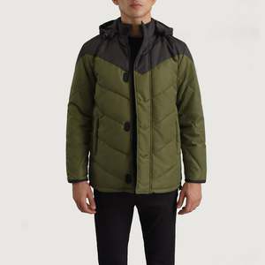 Luka Premium Canvas <b>Puffer</b> <b>Jacket</b> Black Green Hooded Street Wear with New Design Fashionable <b>Long</b> Length Breathable Winter Ready - Product Image 1