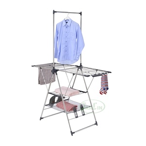 Vente en gros peu encombrant pliable en acier inoxydable séchoir à linge sur pied buanderie salle de bain salon - Product Image 1