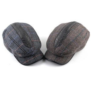 Boinas Vintage a la moda para hombre, gorras con visera a rayas, sombreros de boina con costuras de cuero, gorras de lana para hombre, gorra con visera plana para Otoño e Invierno - Product Image 4