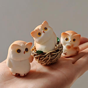 Cartoon Uil Vogelkooi Vogelnest Sprookjesachtige Tuin Miniaturen Diermodel Figuren Diy Terrarium Mos Landschap Figuur - Product Image 2