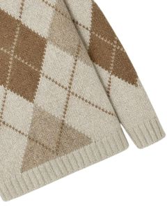 Suéter de Punto Personalizado de Primera Calidad para Mujer, Cuello Alto, Diseño Argyle, Suave y Cálido para Invierno, Estilo Casual, Color Beige Claro y Marrón - Product Image 6