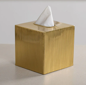 Boîte à mouchoirs en métal cubique doré de luxe, porte-serviettes en acier inoxydable pour la maison, les bureaux et les restaurants, disponible en gros - Product Image 1
