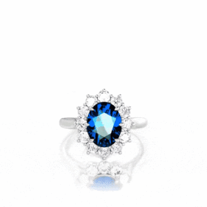 Bague de cocktail ovale en saphir Jeulia Vintage Halo Dual Wear - Bijoux fins 14 carats - Product Image 1