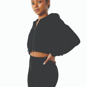 Jersey de algodón con estampado de pantalla personalizado, conjunto de Sudadera con capucha y pantalones de chándal con hombros caídos, Top corto, sudaderas con capucha transpirables para mujer - Product Image 3