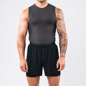 100% poliéster venta al por mayor logotipo personalizado Atlético gimnasio Fitness entrenamiento correr camisetas hombres culturismo Stringer Tank Top - Product Image 1