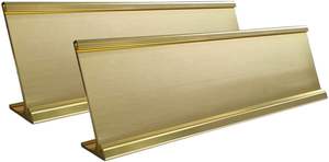 Support de plaque signalétique de bureau en aluminium 2 "X 8", paquet de 2 porte-panneau de bureau d'affaires (or jaune) - Product Image 2