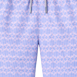 Shorts de Baño Reciclados para Hombre, Color Azul Claro, Diseño Abstracto, Secado Rápido, con Cintura Elástica, Cordón y Bolsillos - Product Image 6