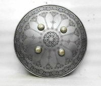Bouclier rond en argent persan médiéval, fait main, poli, style vintage, décoration d'intérieur, 22 pouces, par Calvin Handicraft