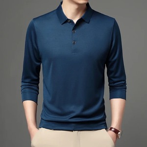 T-shirt polo décontracté à manches longues pour hommes 100% respirant anti-rétrécissement couleur unie printemps automne avec service OEM disponible - Product Image 4
