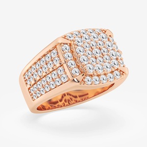 Top Quality Fully Iced Out Round VVS Moissanite Diamond Square Design S925 <b>Silver</b> Hip Hop <b>Ring</b> <b>For</b> <b>Men</b> - Product Image 5