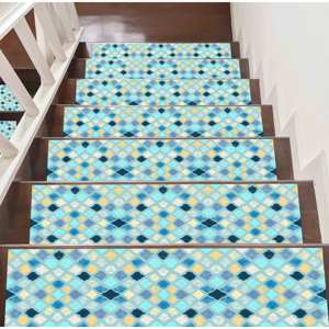 พรมลายบลูสเต็ปทันสมัย พรมพิมพ์ลายสำหรับตกแต่งบ้าน ทำความสะอาดง่าย - Product Image 4