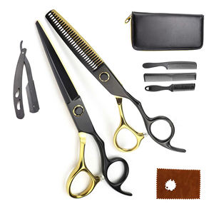 Nouveau meilleur couteau à cheveux professionnel en acier inoxydable noir-or de haute performance, 6,0 pouces, haute durabilité, pour la coupe de cheveux et la coiffure - Product Image 6