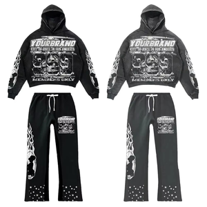 2025/2026 Acid Wash Survêtements Zip Up Sun Faded Survêtements Hoodies Et Pantalons De Survêtement Ensembles 100% Coton Survêtements - Product Image 1