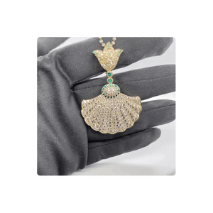 Ensemble de boucles d'oreilles pendentif en or jaune 14 carats avec diamants naturels avec pureté Vs Si avec diamants 7 carats bijoux de mode - Product Image 1