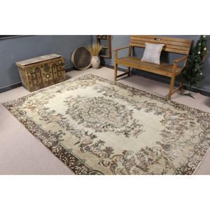 Grand tapis vintage 6,4x9,3 pi (195x283 cm), tapis turc brun à motifs floraux - Product Image 2