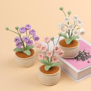 Flor artificial de lirio de los valles de ocho cabezas, tejida a ganchillo, con base de hilo y en maceta, para decoración transfronteriza del hogar, escritorio y bodas - Product Image 2