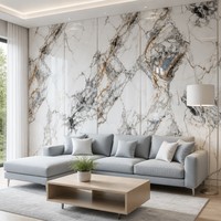 Panneau mural en PVC UV effet marbre bleu rouille charbon blanc, revêtement décoratif intérieur imperméable