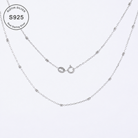 Collar de Plata de Ley 925 con Cadena Cruzada y Doble Cuentas, 18 Pulgadas, Joyería Minimalista con Cuentas para Mujer