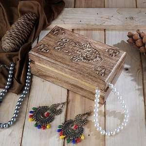 Customizable Compact Wooden Jewelry <b>Box</b> with Inner Storage Sections for Dressing Table and <b>Wardrobe</b> Use at Wholesale Price India - Product Image 1