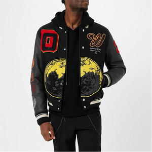 High Quality Huzaifa Men's Varsity <b>Jacket</b> Long Sleeved Baseball <b>Winter</b> Crop Plus Size Knitted Breathable Quick Dry Cotton Fleece - Product Image 6