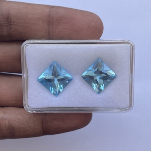 12 มม.14 มม.16 มม.สีฟ้าธรรมชาติ topaz สแควร์เจ้าหญิงตัด Faceted หลวมอัญมณีขายส่งเครื่องประดับทําการตั้งค่าหิน FINE - Product Image 4