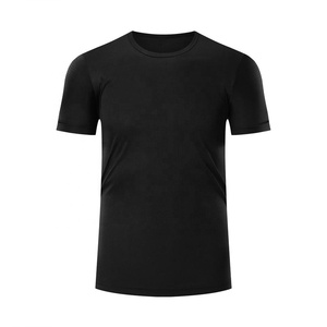 Venta al por mayor en blanco de secado rápido transpirable cuello redondo de manga corta Camiseta de poliéster Fitness deportes maratón logotipo personalizado impresión hombres - Product Image 4