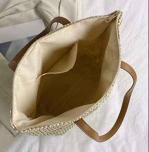 Bolso de hombro rectangular tejido de ratán arpillera grande, bolsa de cuerda de papel tejida de paja de verano, bolsas de playa de macramé de ganchillo Dir - Product Image 2