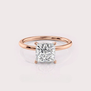 IGI Certified Princess Shape Lab Created Diamond Engagement <b>Ring</b> 14K White / Yellow & Rose Gold Hidden Halo Bridal <b>Ring</b> - Product Image 1