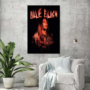 Modern Style Billie Eilish <b>Poster</b> Black Frame Paper Material for Wall Usage - Product Image 1