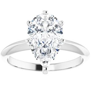 Poire Moissanite Solitaire Bague de fiançailles 14k blanc jaune ou or rose - Product Image 3