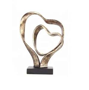 Sculpture à double coeur en aluminium de qualité avec finition antique en bronze à vendre à bas prix - Product Image 3