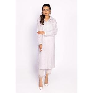 Chemise en popeline blanche chic pour femme, col à volants, motif uni, décoration logo, tailles XL, pour le bureau, look chic d'été - Product Image 3