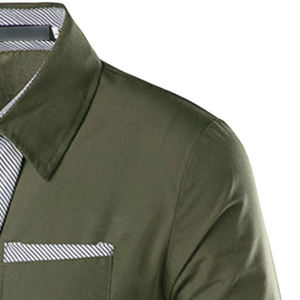 Chemise boutonnée décontractée coupe ajustée à la mode pour hommes, manches longues avec col à carreaux et design respirant contrasté d'automne - Product Image 3