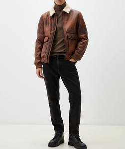 Vestes décontractées pour hommes en cuir avec contour et tissu intérieur doux assurant une apparence lisse et détendue - Product Image 1